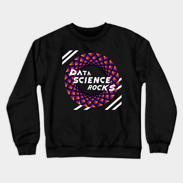 Data Science Rocks | Retro Racing Stripes Logo Yellow Red Black Crewneck Sweatshirt by aRtVerse